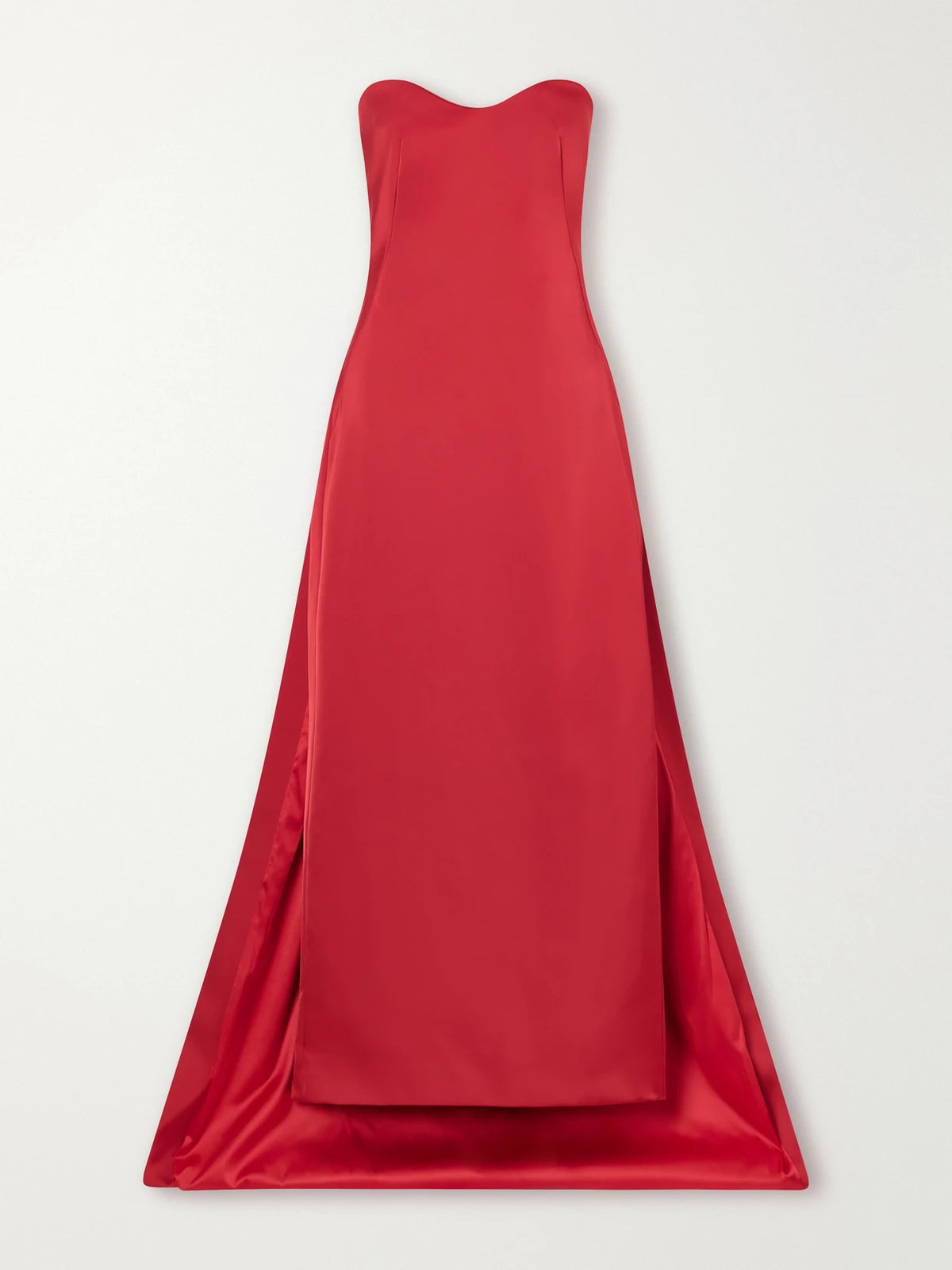 SIMKHAI Dinah Cape-effect Strapless Satin Gown