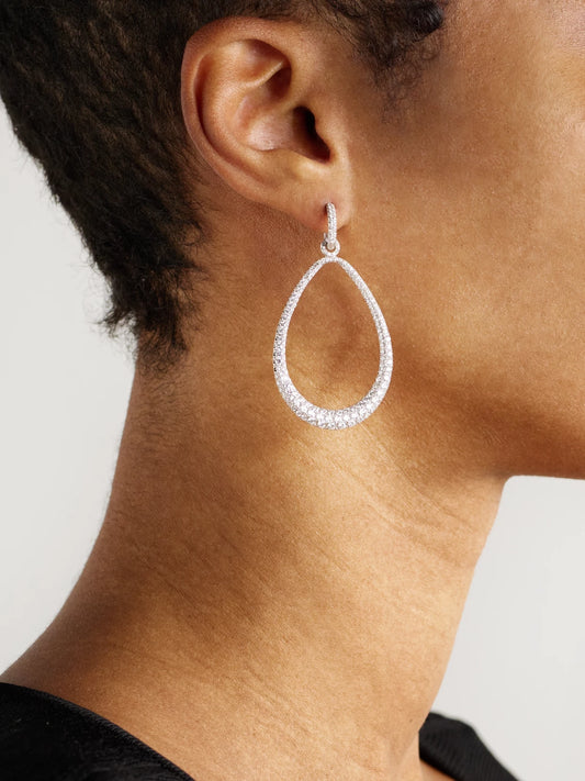 Image of Earrings. Product name - Swing 18-karat White Gold Diamond Hoop Earrings in Silver colour by brand - Irene Neuwirth