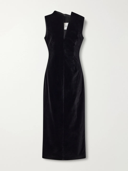 Brandon Maxwell Farren Bustier Darted Silk-velvet Maxi Dress