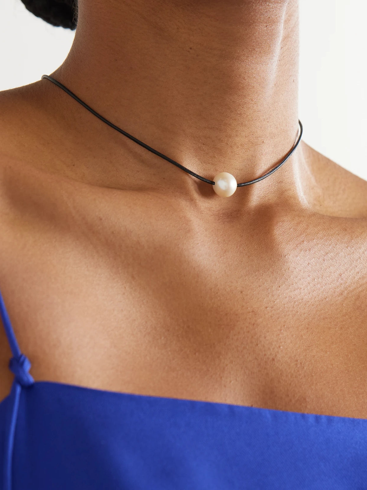 Image of Necklaces. Product name - Circe Silver Pearl Vegan Necklace in Black colour by brand - Sophie Buhai
