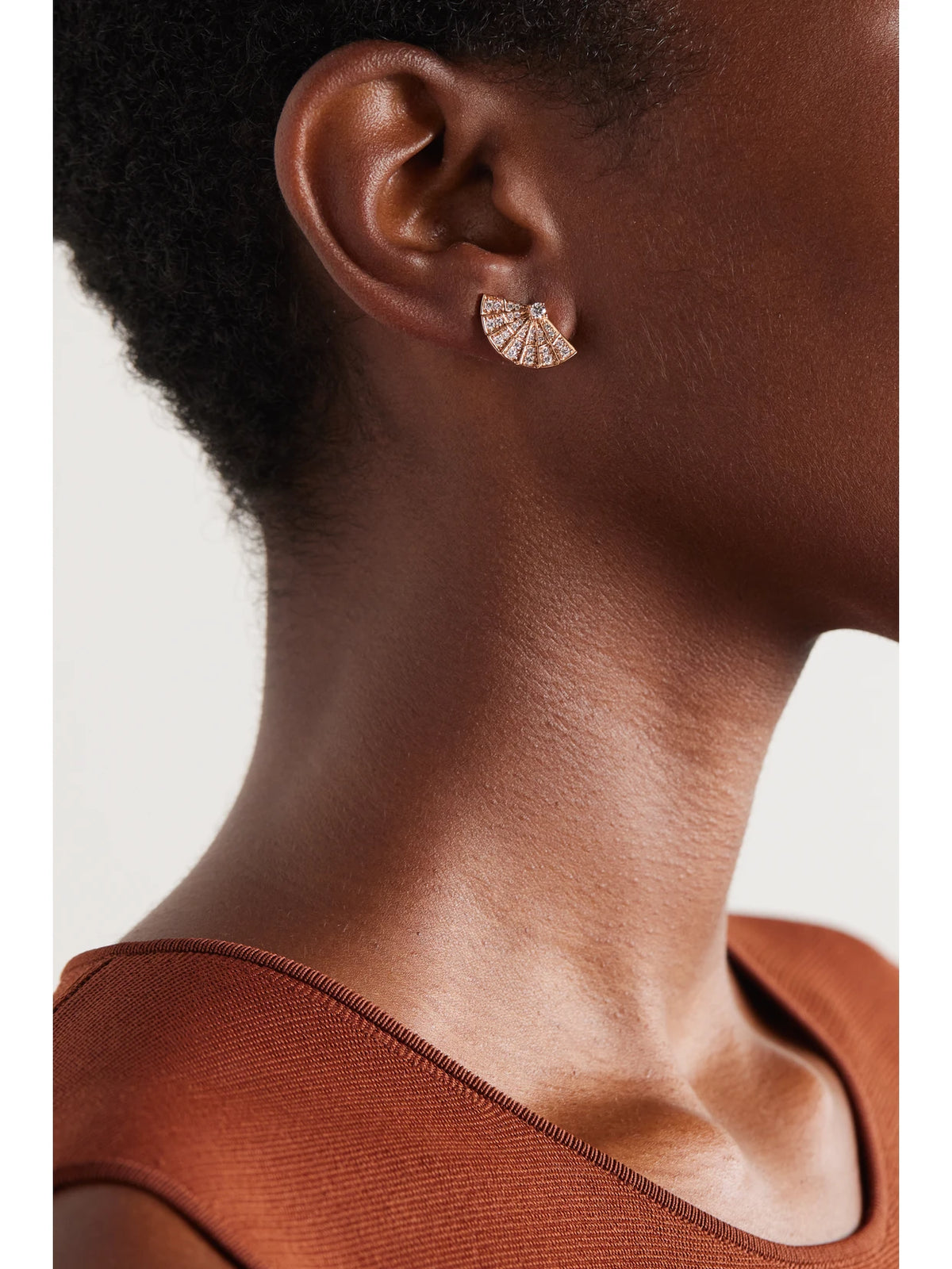 Image of Earrings. Product name - Fanfare Symphony 18-karat Rose Gold Diamond Earrings in Multi colour by brand - Garrard