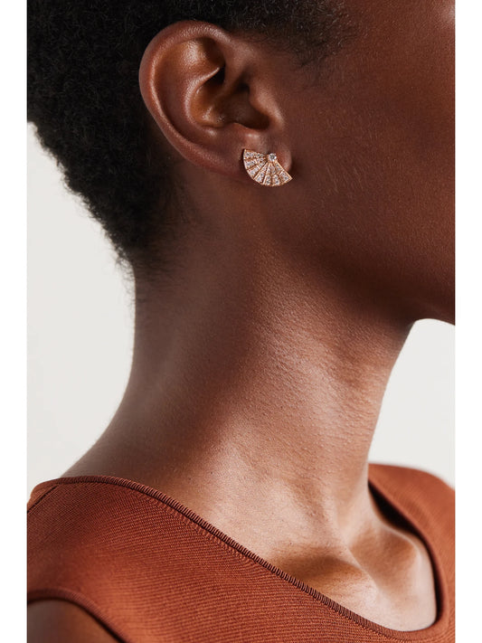 Image of Earrings. Product name - Fanfare Symphony 18-karat Rose Gold Diamond Earrings in Multi colour by brand - Garrard