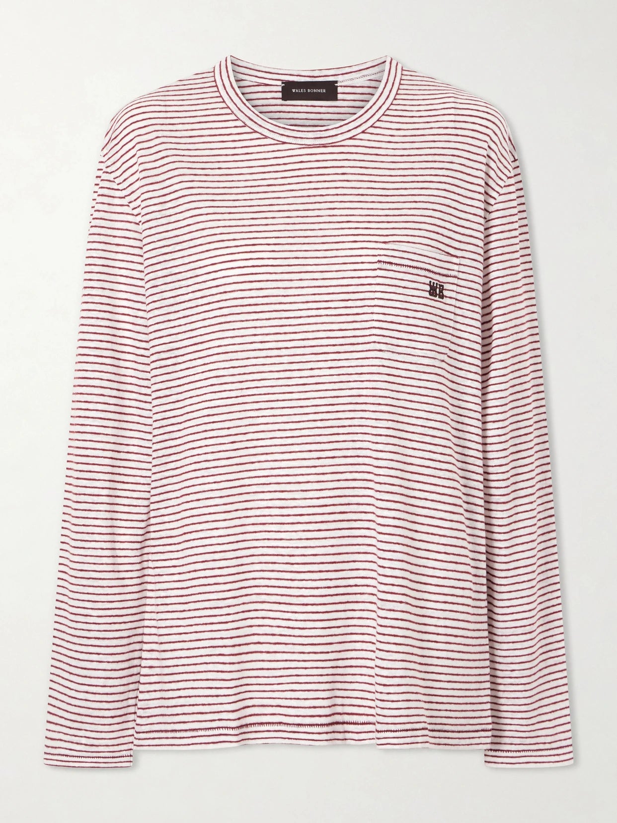 Hour Embroidered Striped Linen And Cotton-blend T-shirt