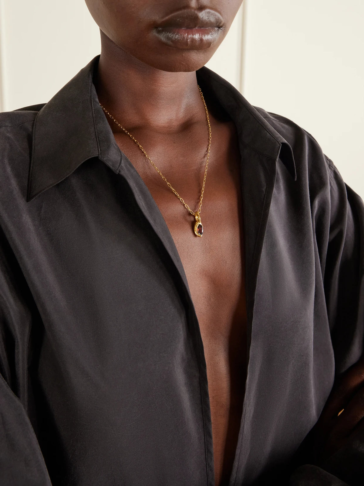 Enero Gold-plated And Garnet Pendant Necklace