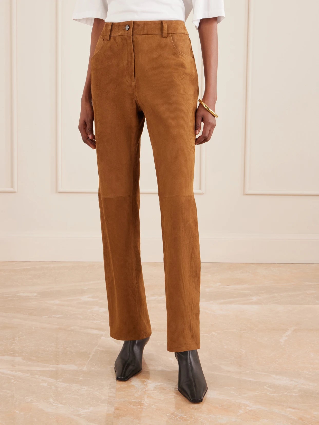 Suede Corduroy Straight-leg Pants