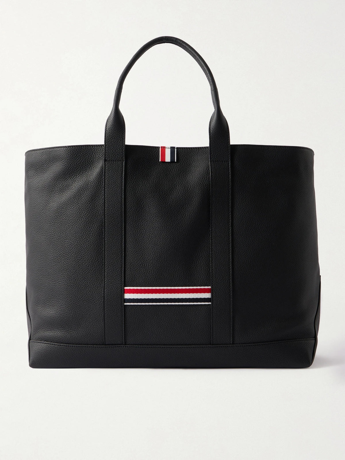 Thom Browne Tool Striped Grosgrain-trimmed Full-grain Leather Tote