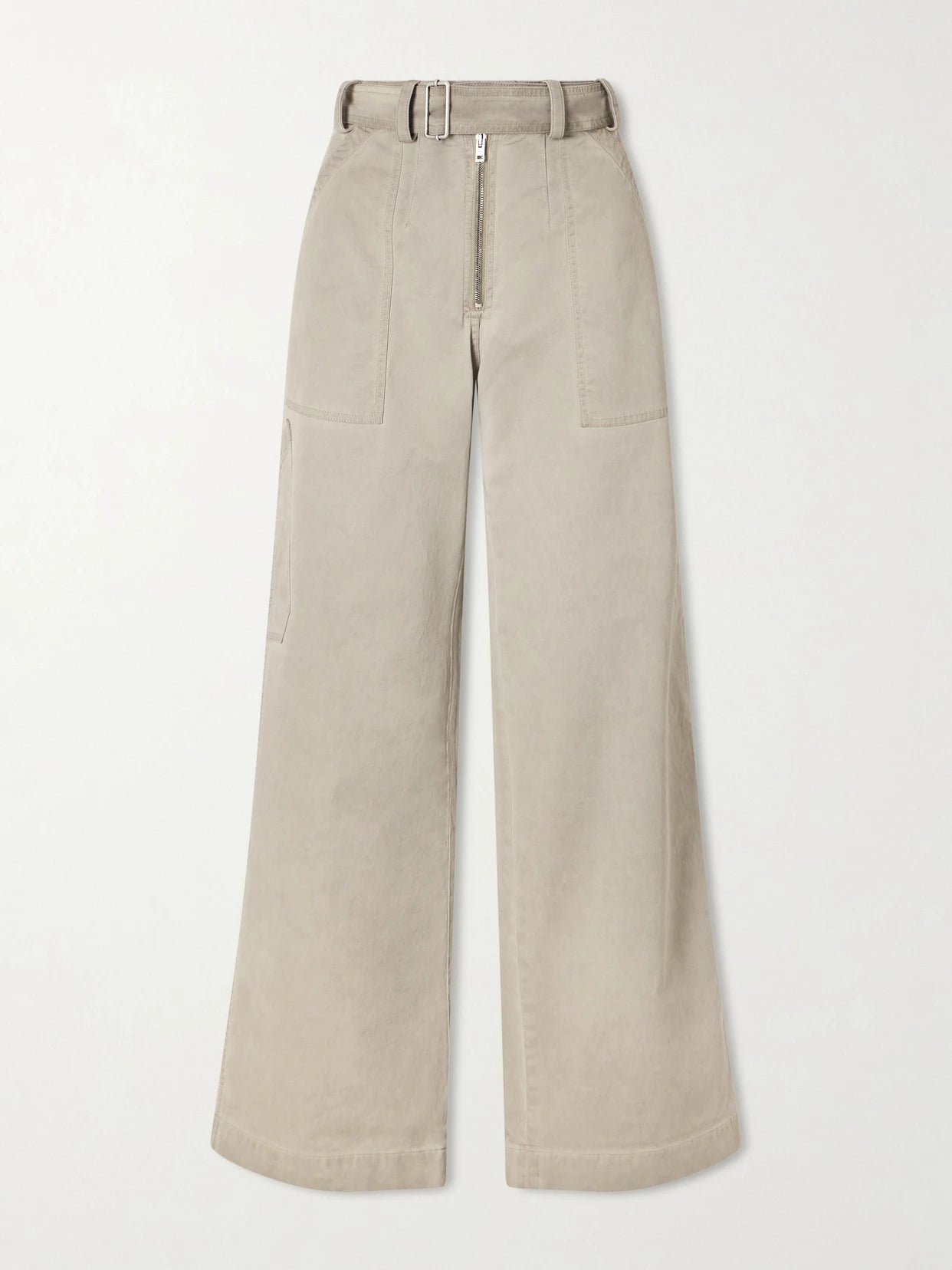 Belted Cotton-blend Gabardine Wide-leg Pants