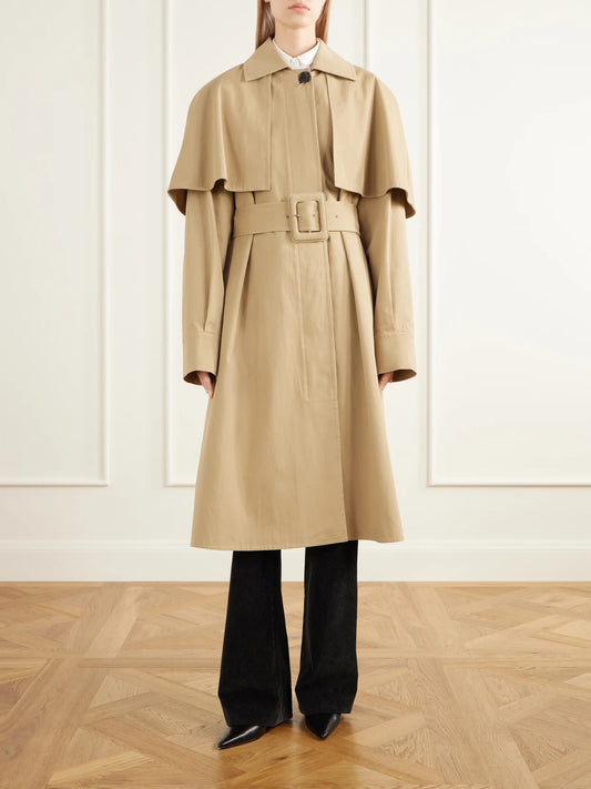 The Row Ayana Belted Cape-detailed Cotton-twill Trench Coat