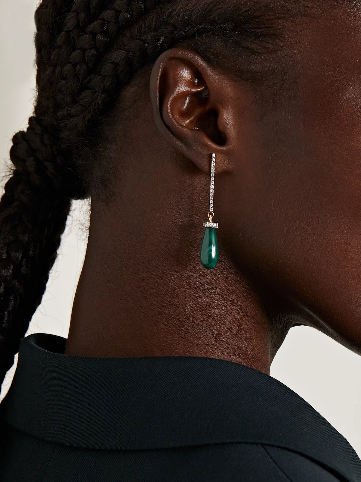 Image of Earrings. Product name - 14-karat Gold, Malachite And Diamond Earrings in Green colour by brand - Mateo