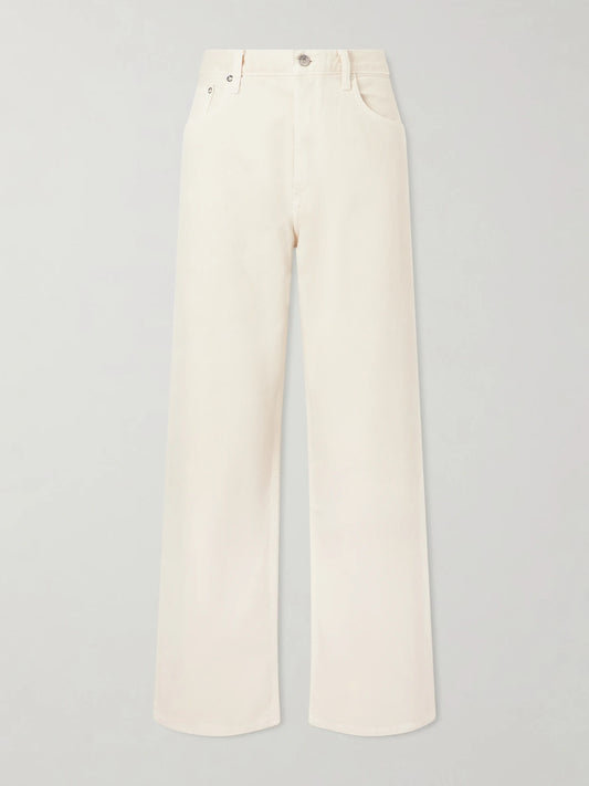 Image of Jeans. Product name - Low Slung Baggy Organic Boyfriend Jeans in Off-white colour by brand - AGOLDE