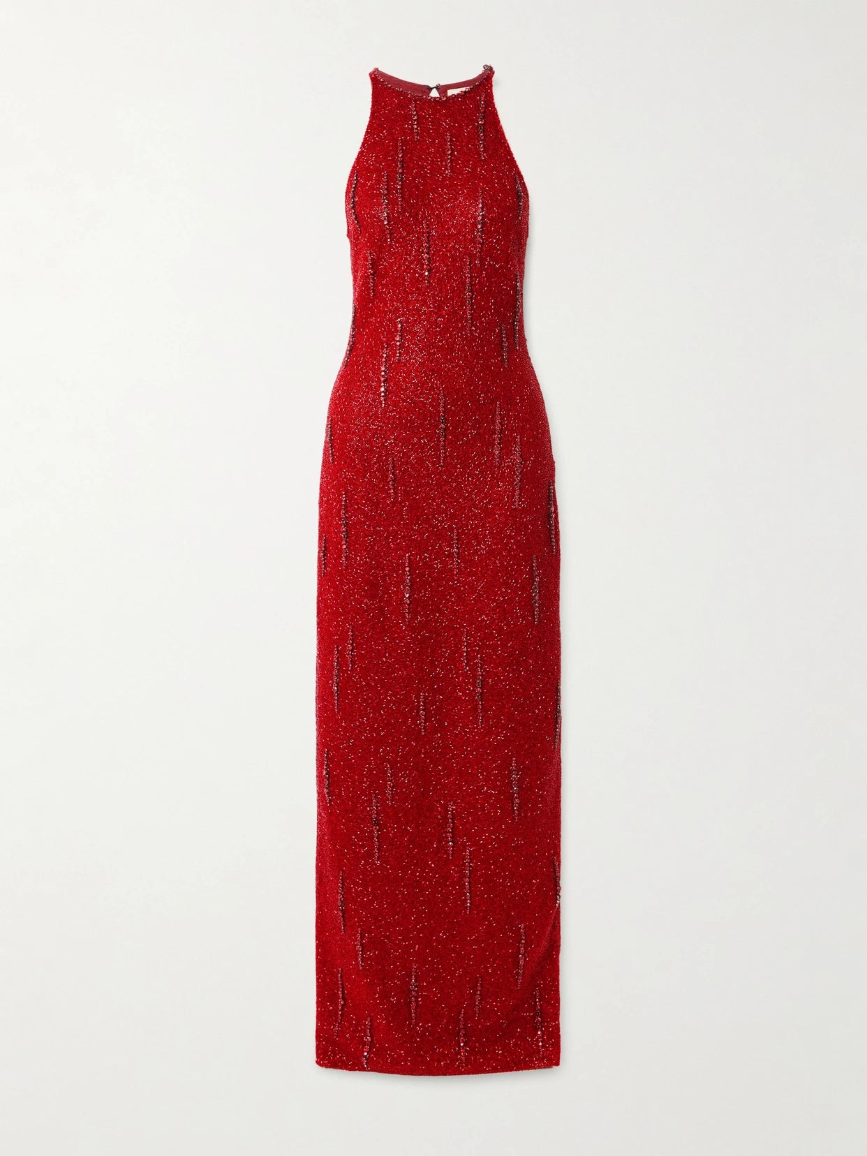 Image of Dresses. Product name - Mimosa Embellished Stretch-mesh Gown in Burgundy colour by brand - Clio Peppiatt