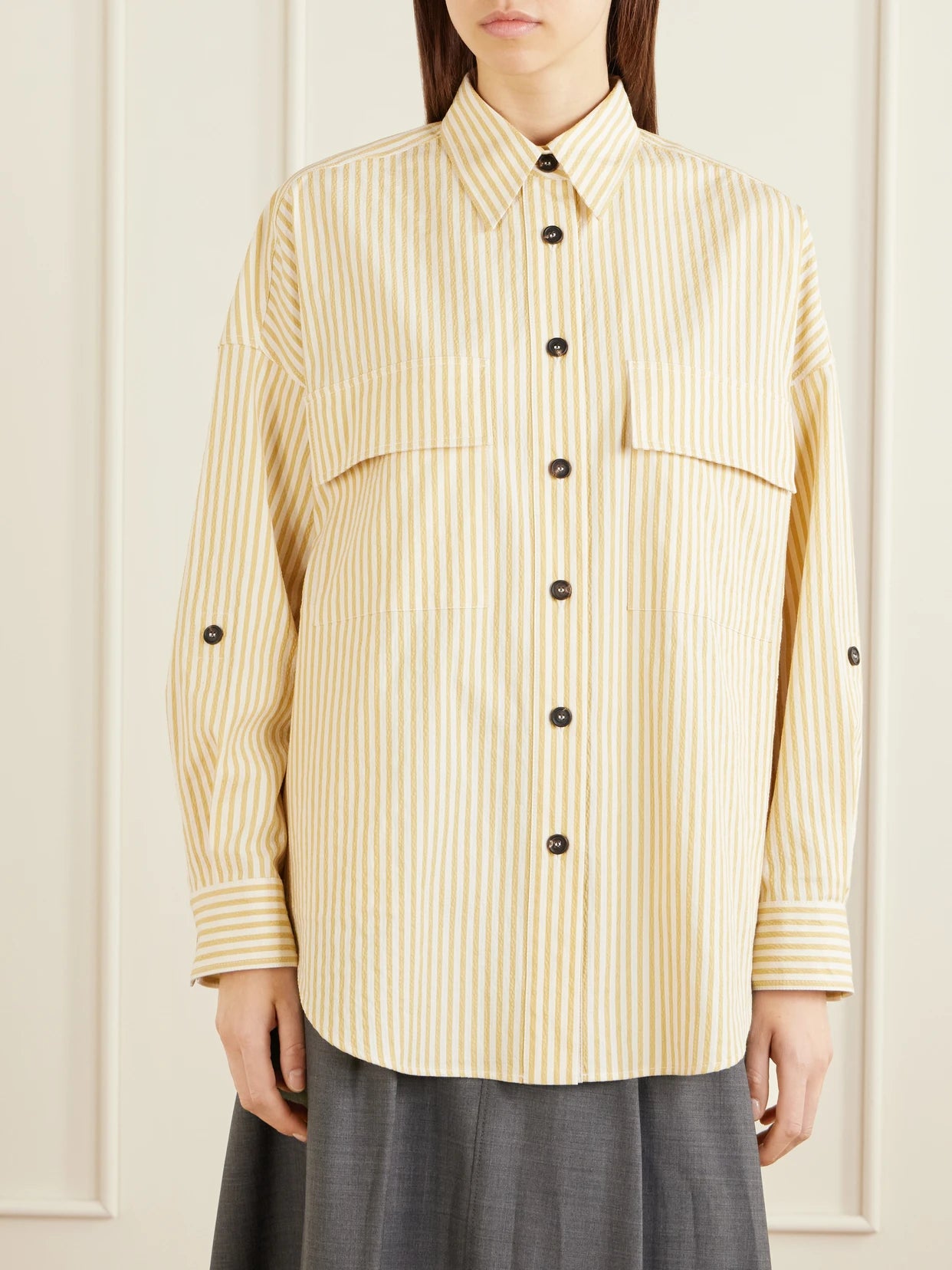 Striped Printed Cotton-blend Shirt