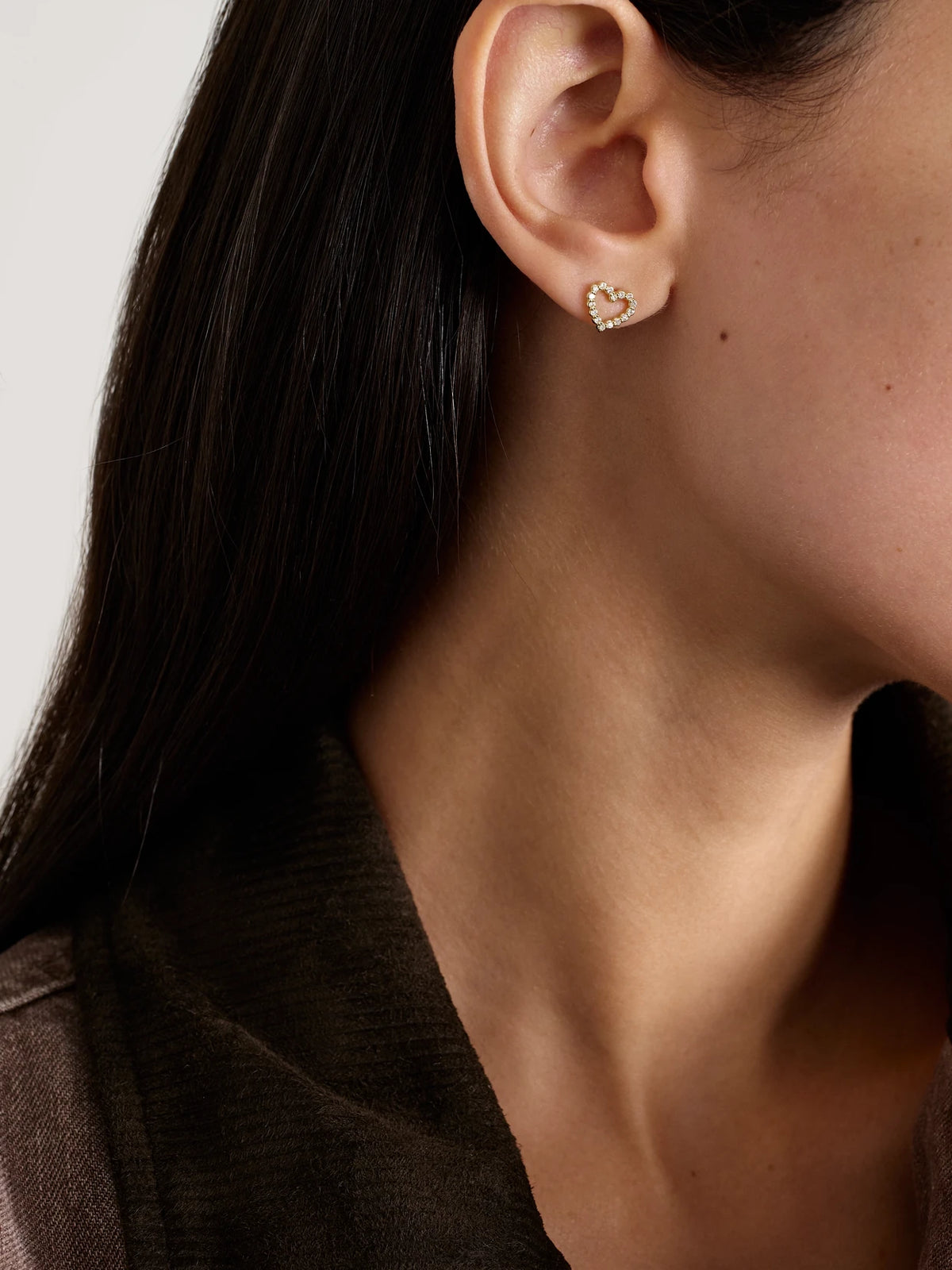 Image of Earrings. Product name - Open Heart 18-karat Gold Diamond Earrings in Multi colour by brand - Jennifer Meyer