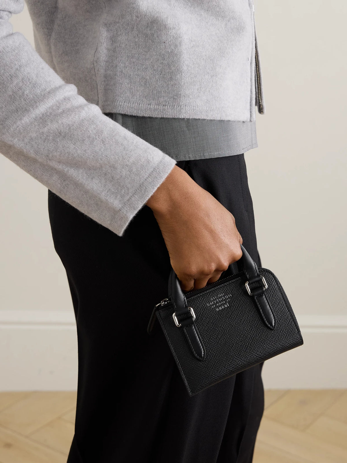 Image of Wallets & Money Clips. Product name - + Sacai Textured-leather Cardholder in Black colour by brand - Smythson