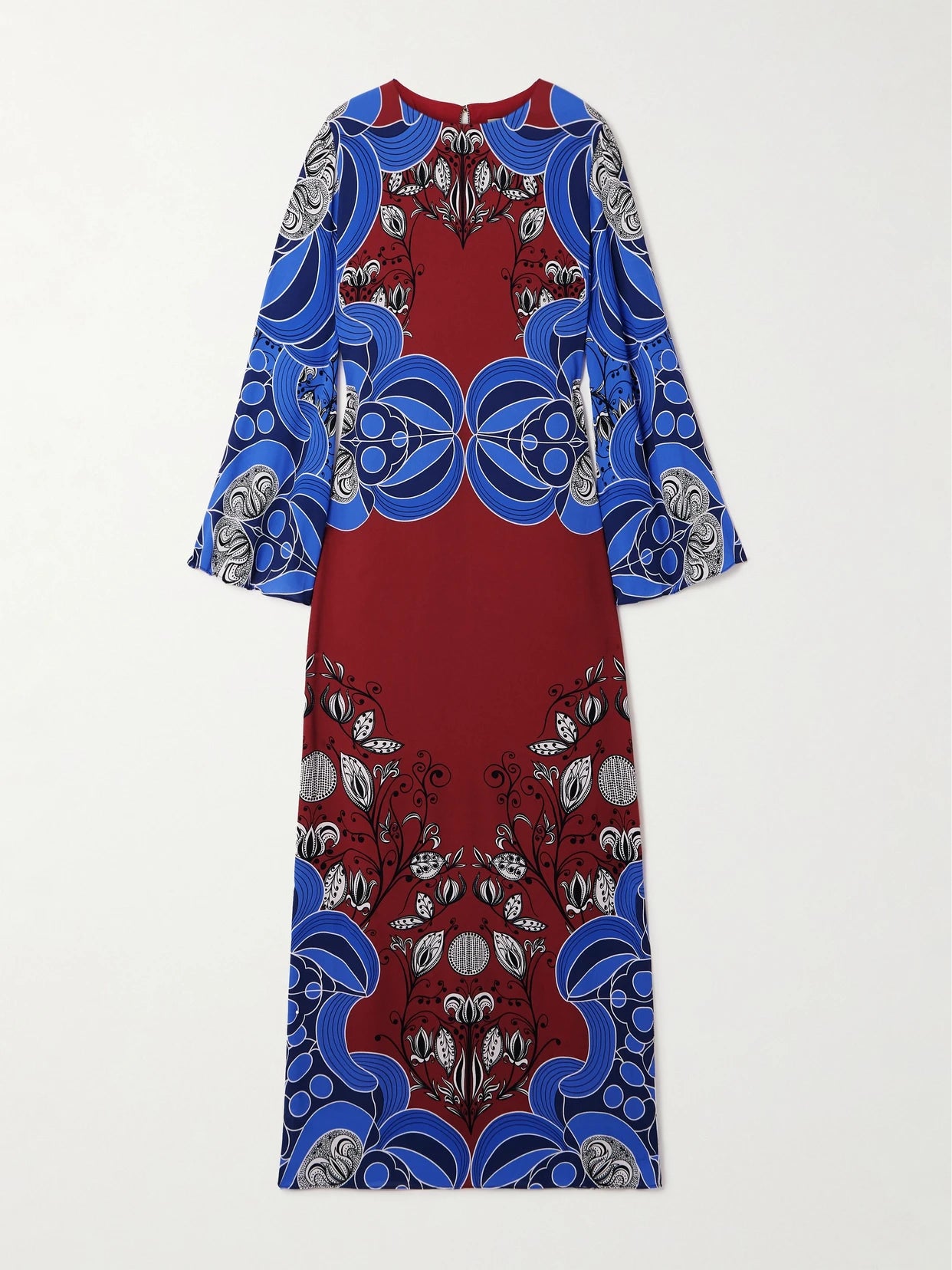 Image of Dresses. Product name - Capucine Printed Crepe Maxi Dress in Blue colour by brand - Borgo de Nor