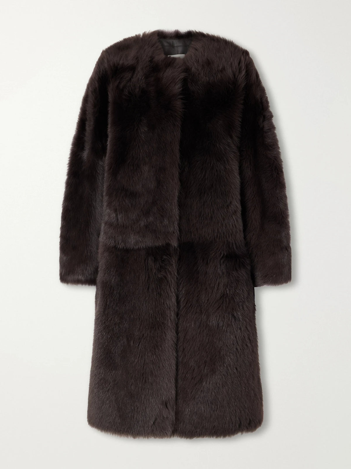 Almada Gemma Collarless Paneled Shearling Coat