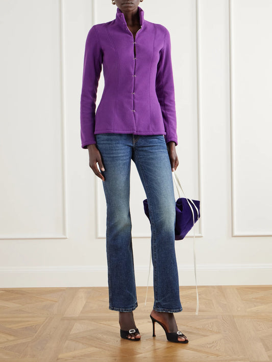 Image of Coats & Jackets. Product name - Victorian Fleece Jacket in Purple colour by brand - Colleen Allen