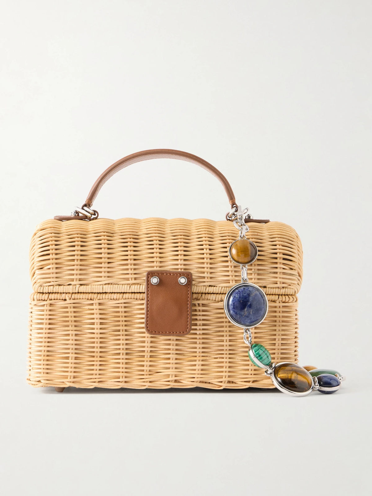 Isla Basket Leather-trimmed Raffia Clutch