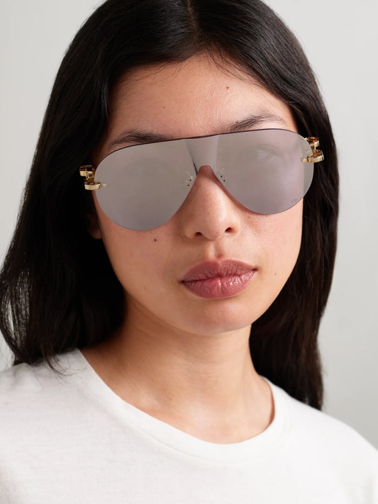 Image of Sunglasses. Product name - Cd Chain M2u Rimless Aviator-style Gold-tone Sunglasses in Multi colour by brand - DIOR Eyewear