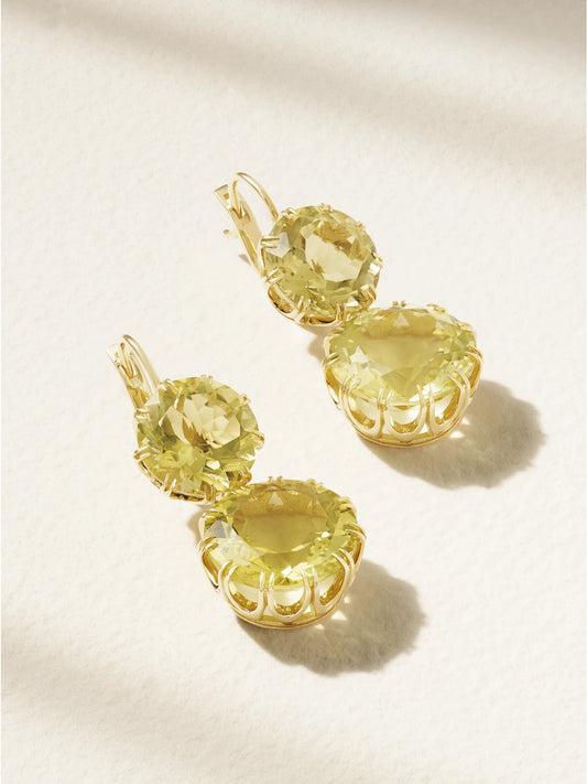 Double Crown 18-karat Gold Topaz Earrings