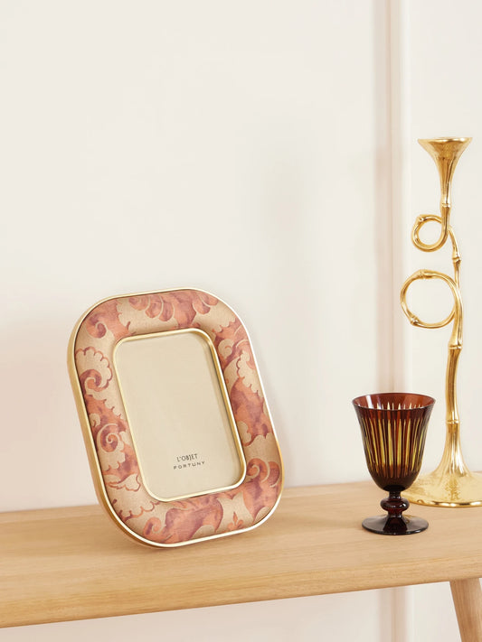 Image of Decor. Product name - Fortuny Rue Jacob Gold-tone Canvas-jacquard Frame in Red colour by brand - L'Objet