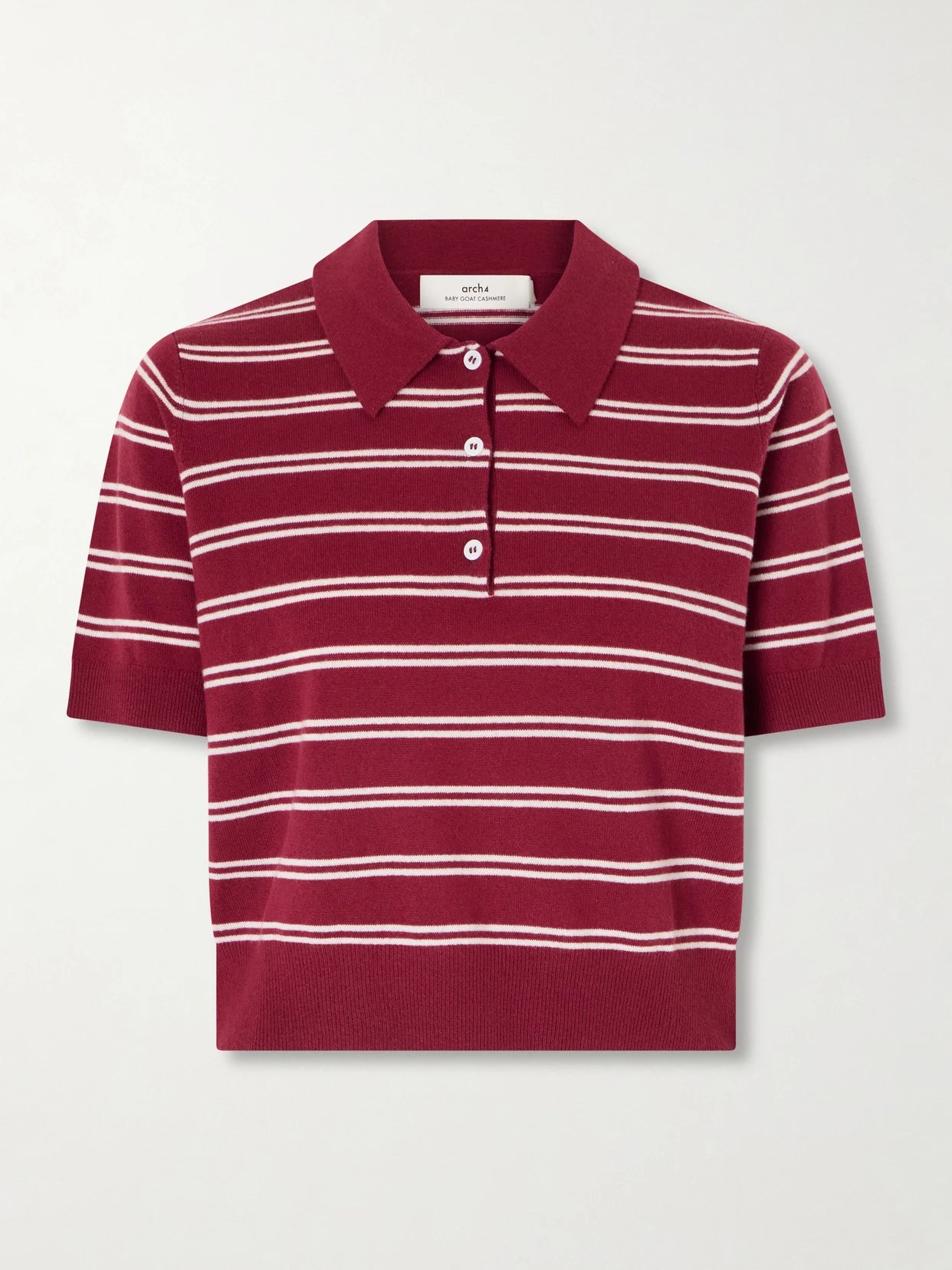 Octavia Cropped Striped Cashmere Polo Shirt