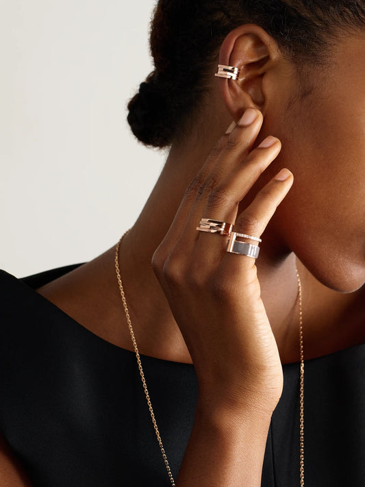 Image of Earrings. Product name - Antifer 18-karat Rose Gold Ear Cuff in Multi colour by brand - Repossi