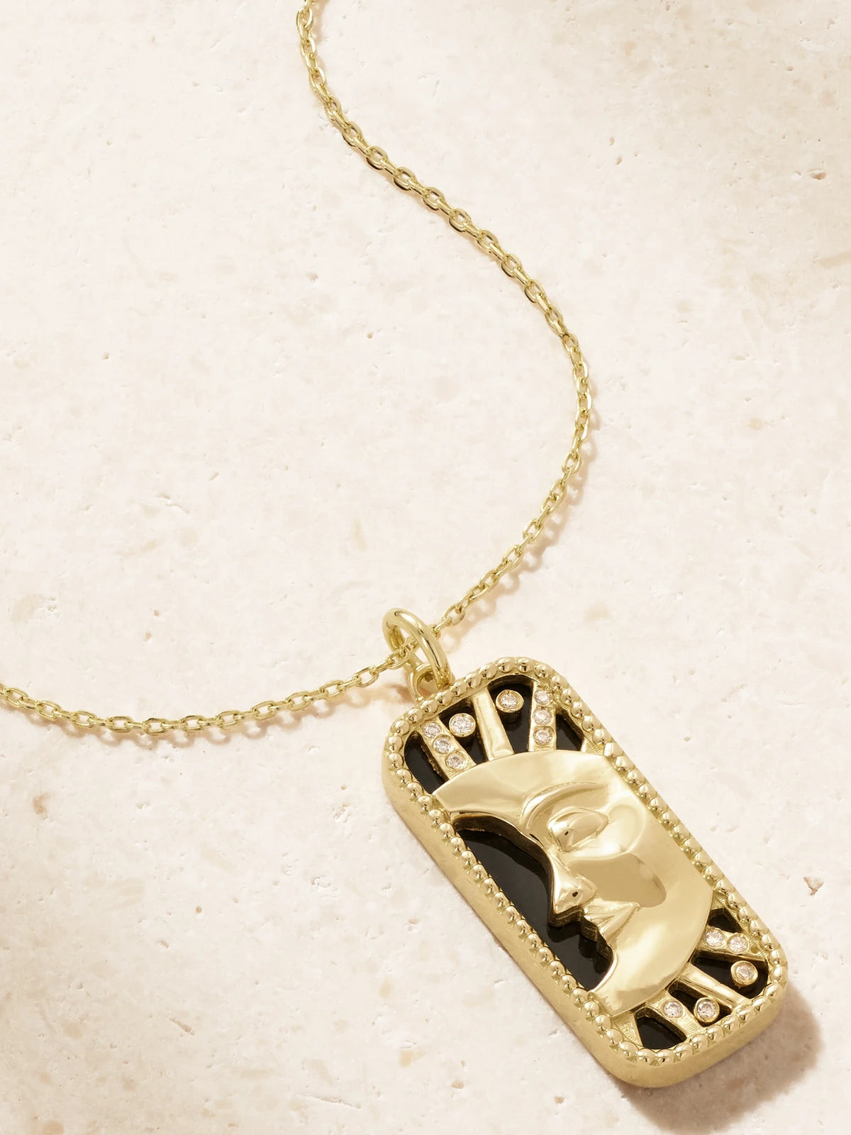 L'Atelier Nawbar Moon To My Sun 18-karat Gold, Diamond And Onyx Pendant Necklace