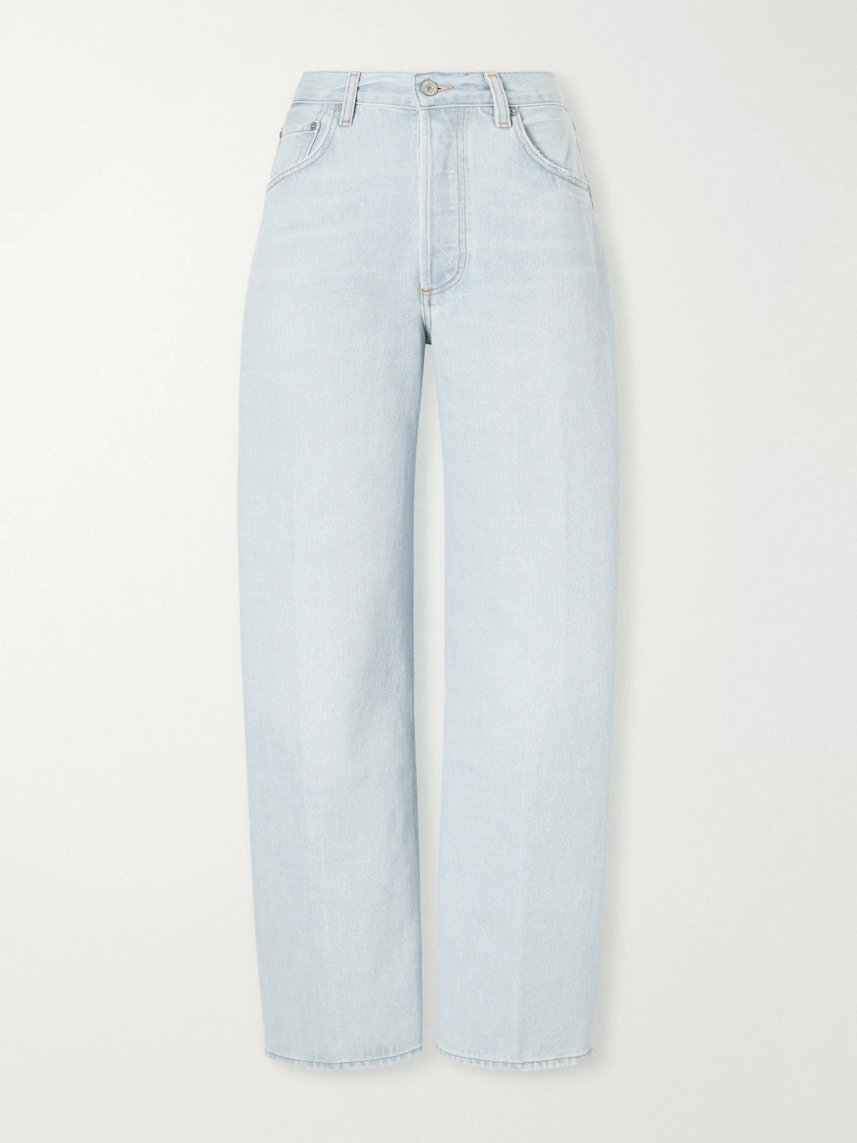 Image of Jeans. Product name - Ayla Baggy Mid-rise Wide-leg Jeans in Light denim colour by brand - Citizens of Humanity