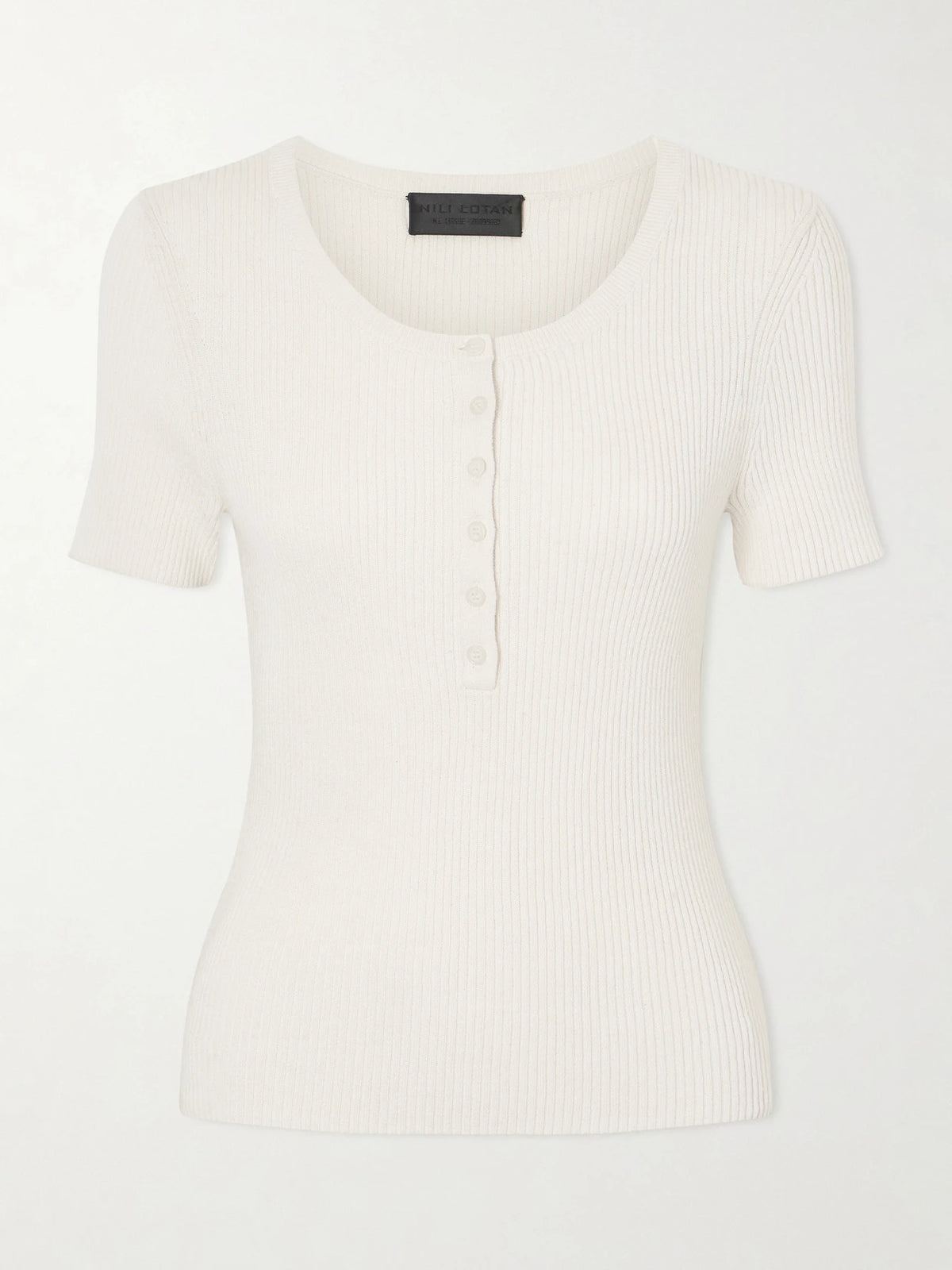 Nili Lotan Francene Ribbed Wool And Silk-blend Top