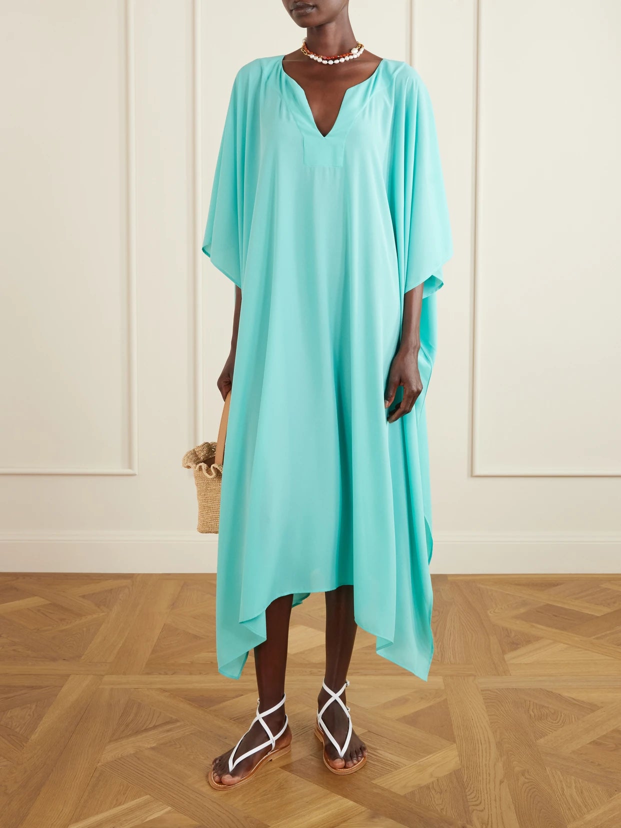 Image of Dresses. Product name - Georgette Kaftan in Blue colour by brand - Sara Cristina
