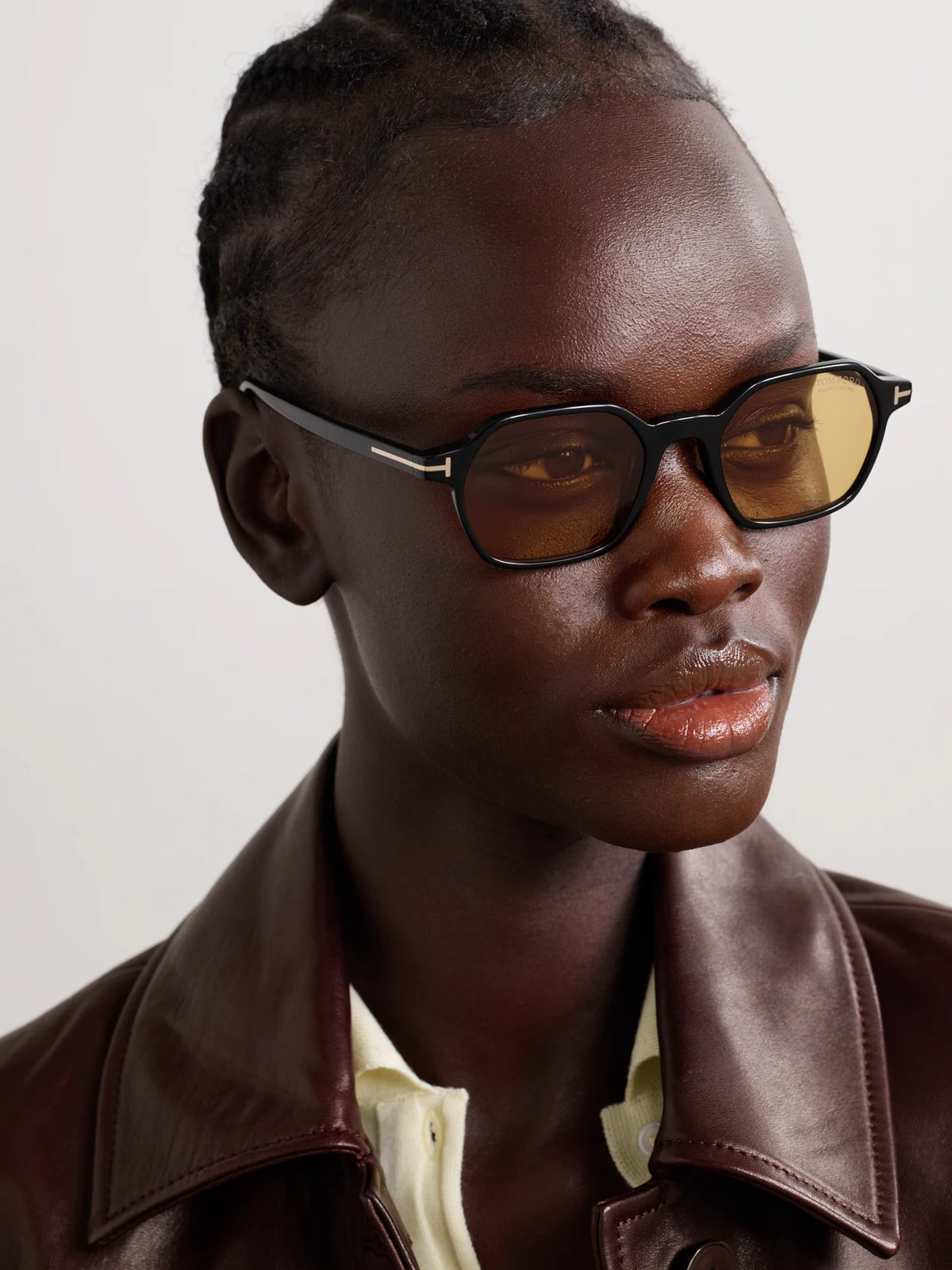 Image of Sunglasses. Product name - Joey Square-frame Acetate Sunglasses in Black colour by brand - TOM FORD