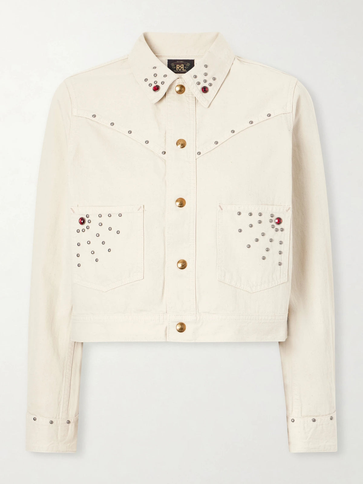 RRL Ida Cropped Embellished Denim Jacket