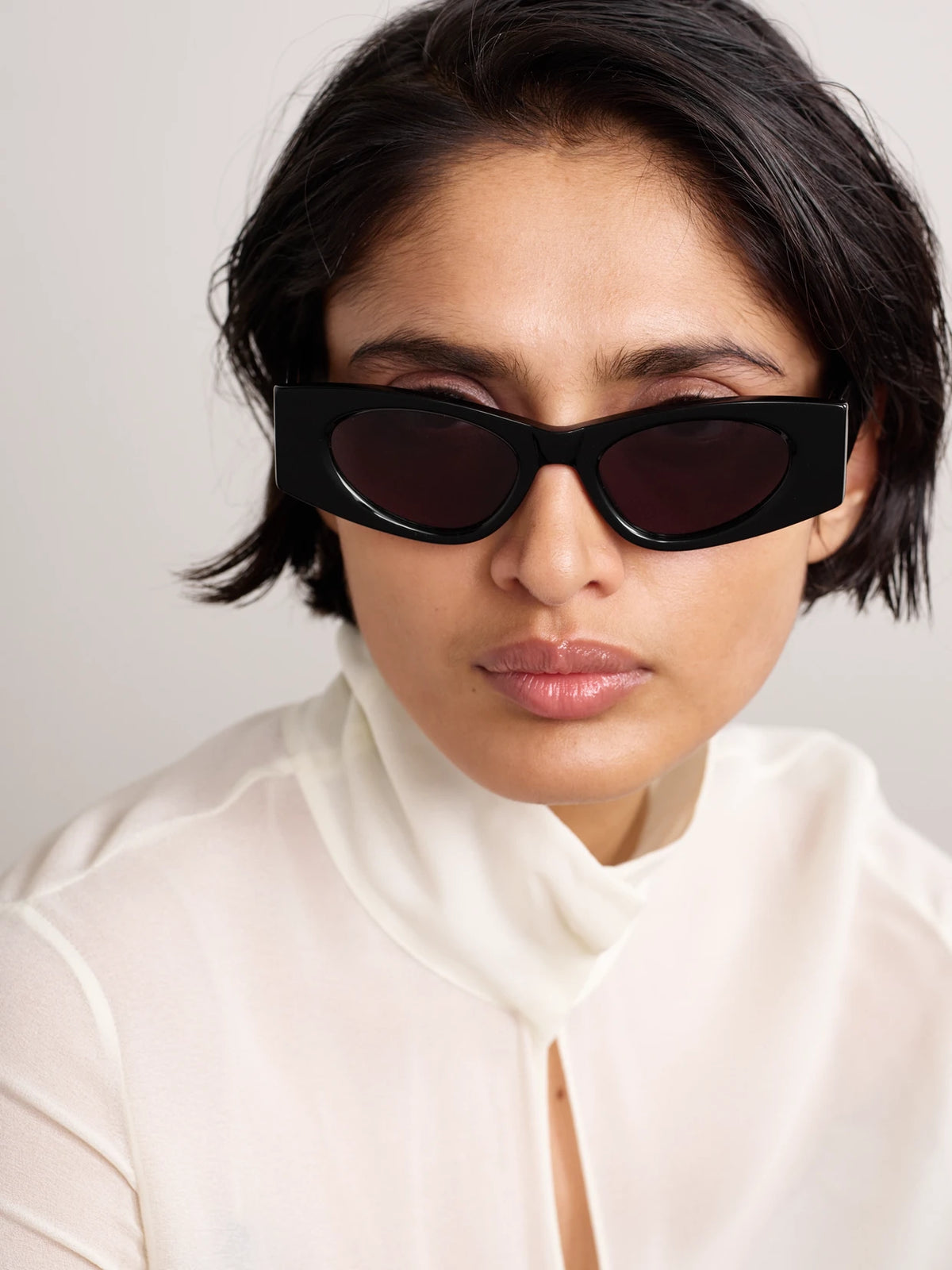 Image of Sunglasses. Product name - Cat-eye Acetate Sunglasses in Black colour by brand - Alaïa