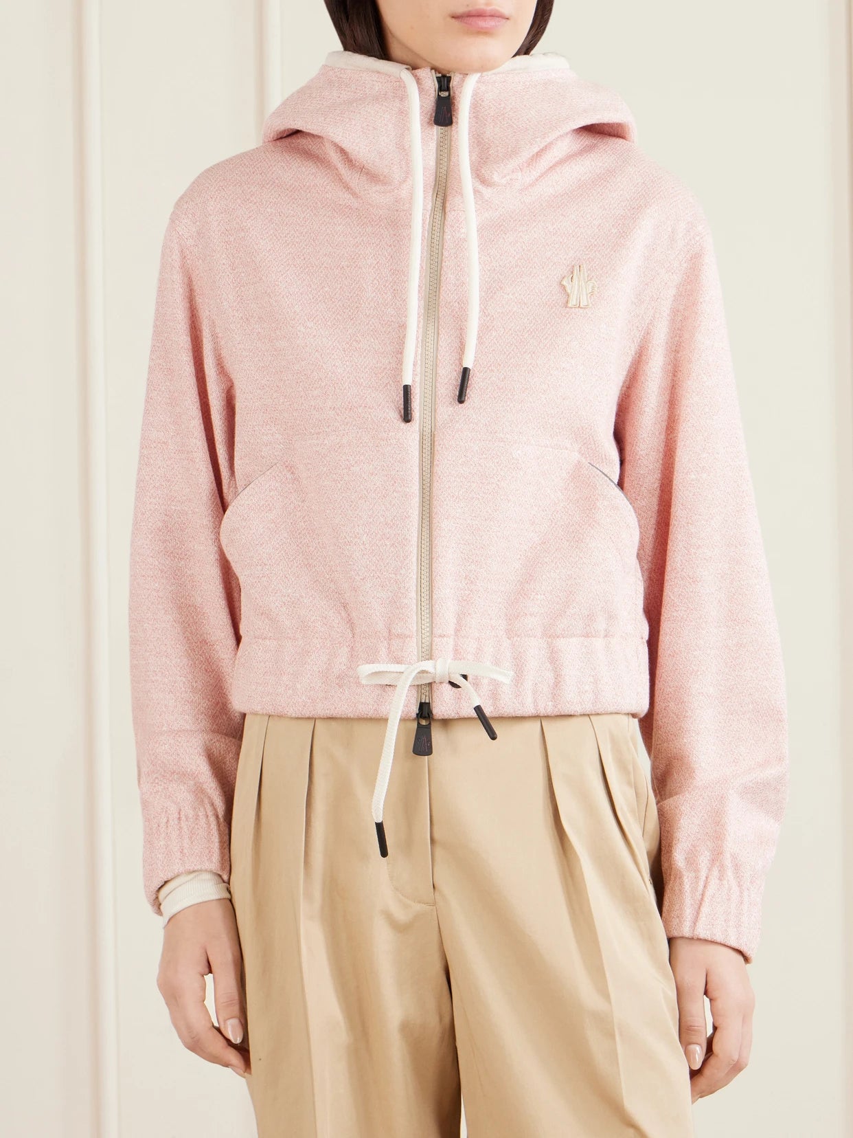 Appliquéd Canvas-trimmed Linen And Cotton-blend Zip-up Hoodie