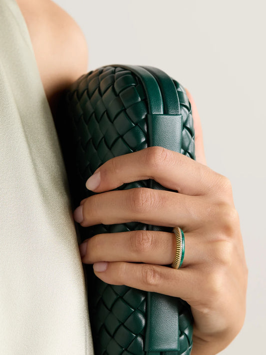 Image of Rings. Product name - Bombay Ray 18-karat Gold, Malachite And Diamond Ring in Green colour by brand - L'Atelier Nawbar