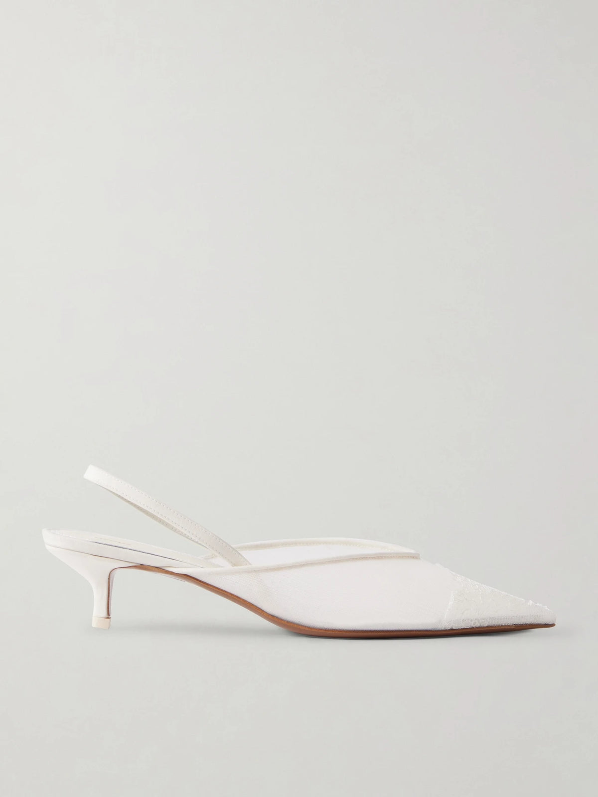Irena Lace And Satin-trimmed Mesh Slingback Pumps
