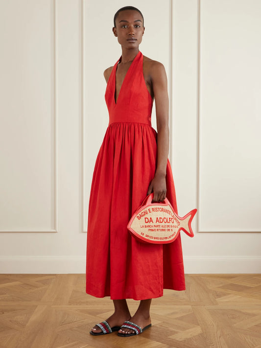 + Da Adolfo Cleo Raffia Leather Handbag
