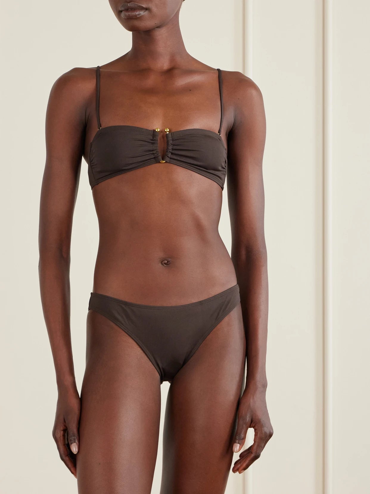 Embellished Ruched Bikini Top