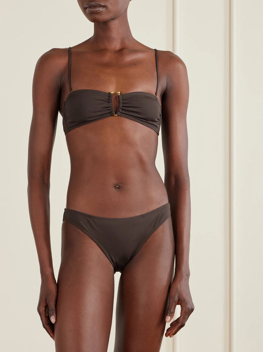 Embellished Ruched Bikini Top