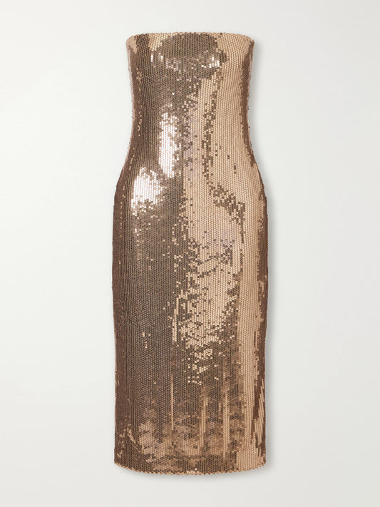 Alex Perry Strapless Sequin-embellished Midi Dress