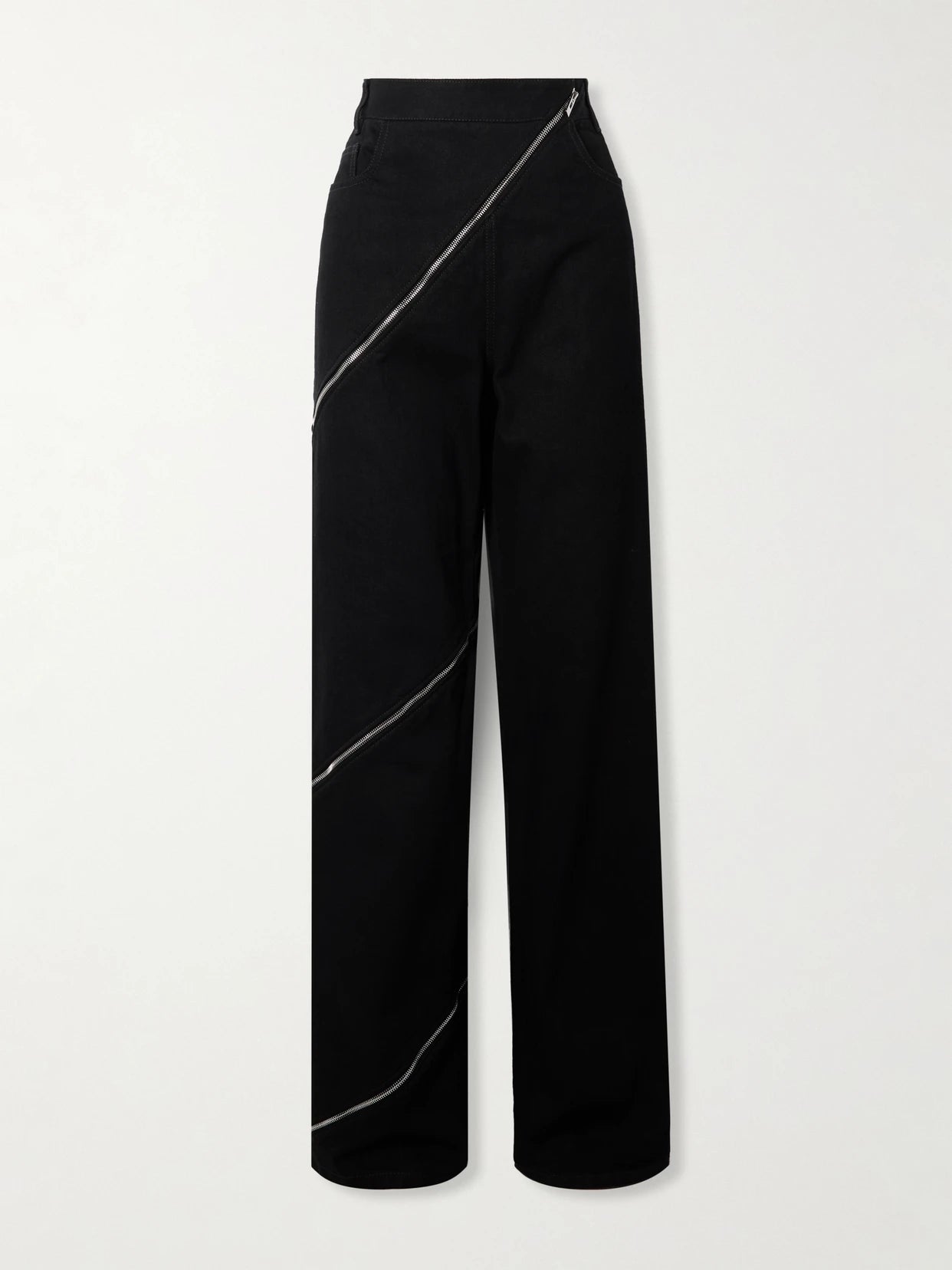 Image of Jeans. Product name - Zip-embellished Wide-leg Jeans in Black colour by brand - Alaïa