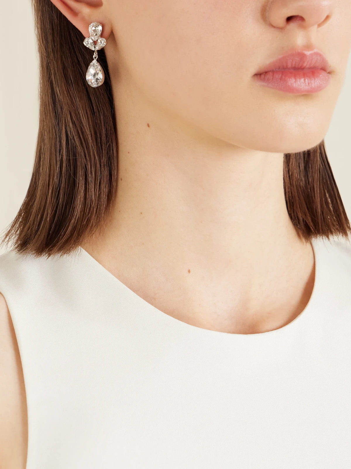 Image of Earrings. Product name - Mariza Silver-tone Crystal Earrings in Multi colour by brand - Jennifer Behr