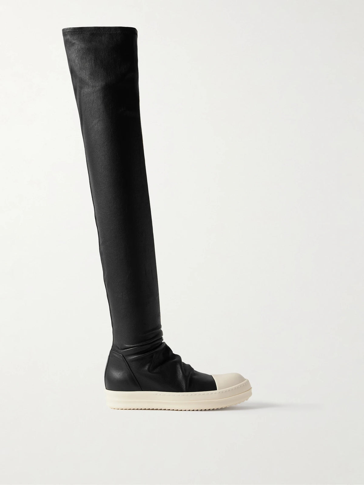 Rubber-trimmed Leather Over-the-knee Boots