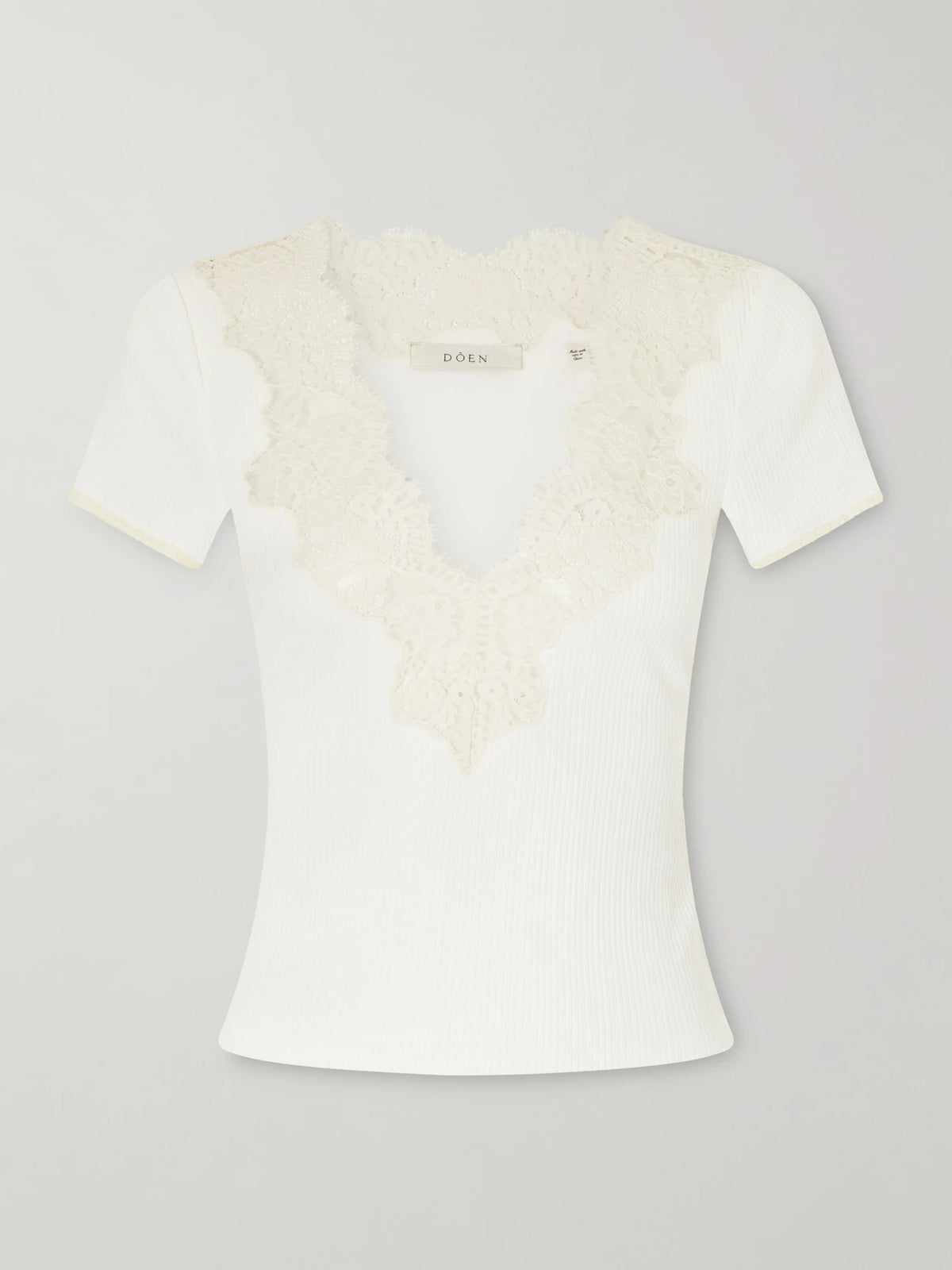 DÔEN Nalia Lace-trimmed Organic Cotton T-shirt