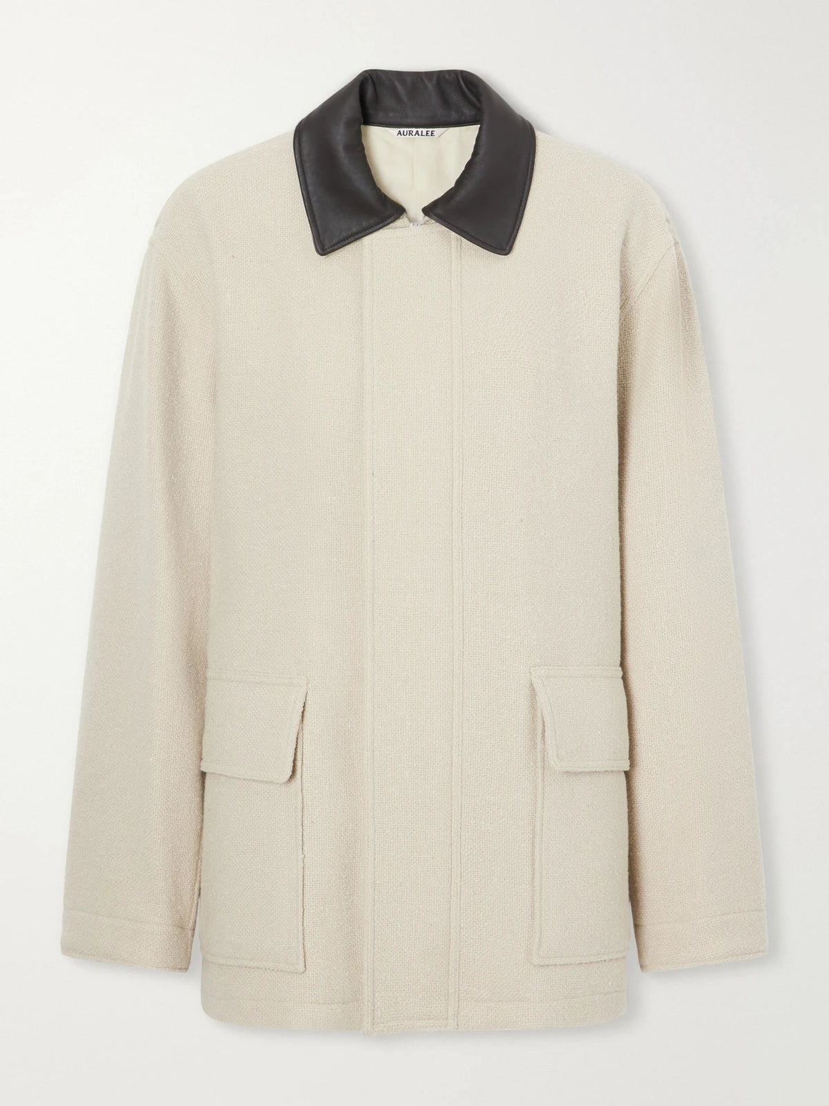 Auralee Leather-trimmed Wool-tweed Blouson Jacket