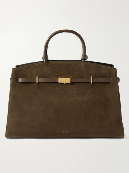 DeMellier The Hudson Leather-trimmed Suede Tote