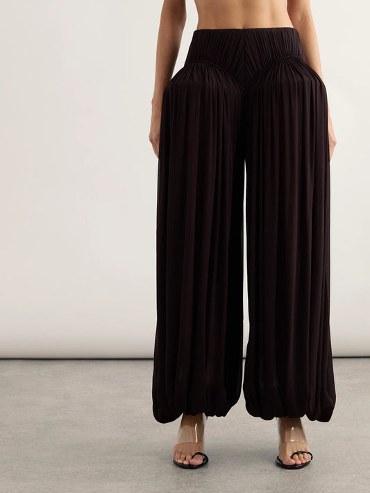 Pleated Crepe Balloon Pants