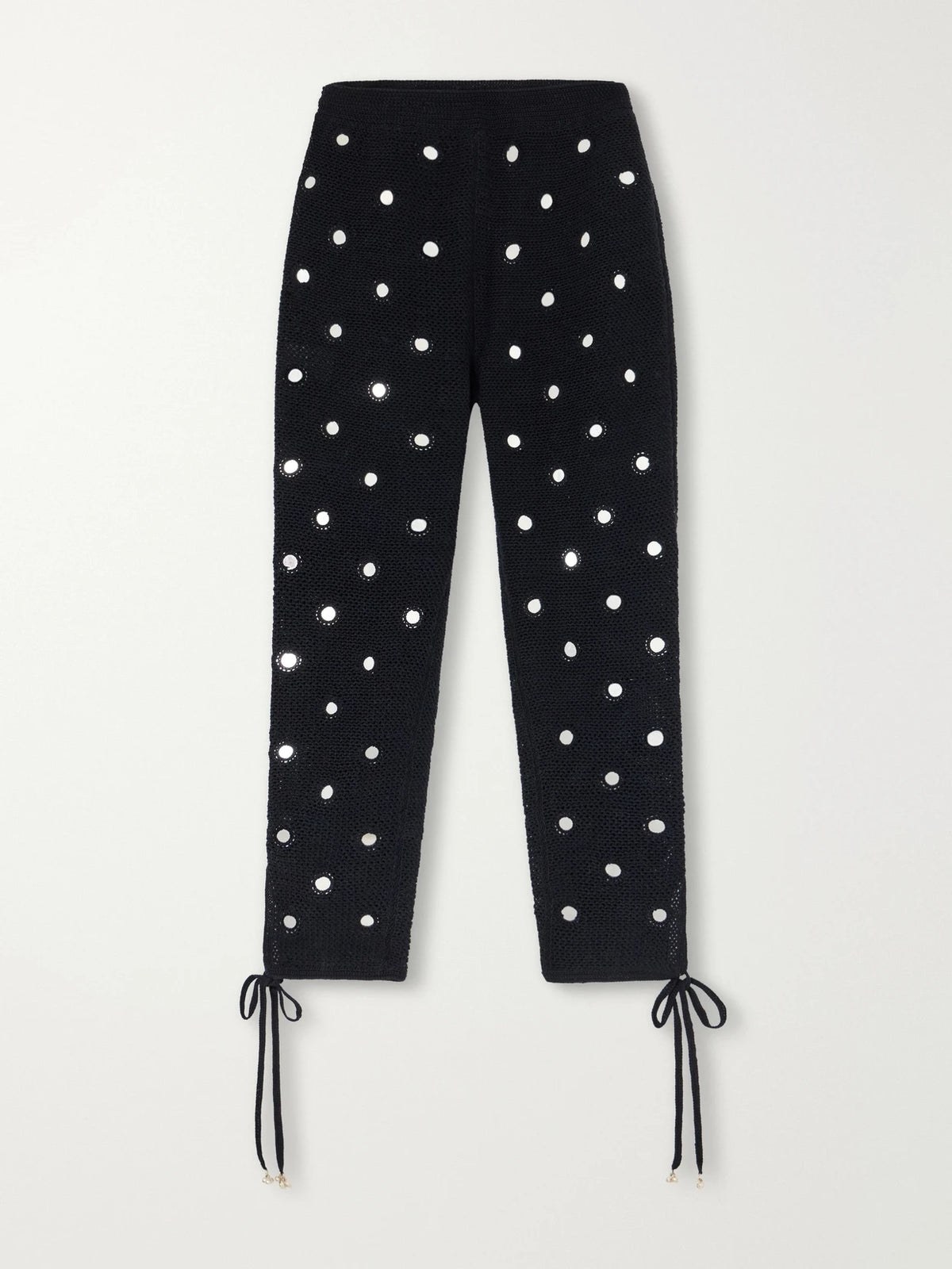 Yoshita 1967 Tanvee Embellished Cotton Crochet-knit Skinny Capri Pants