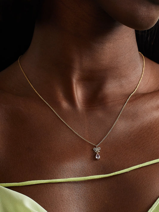 Image of Necklaces. Product name - Pretty In Pink 10-karat Gold, Amethyst And Diamond Necklace in Multi colour by brand - STONE AND STRAND